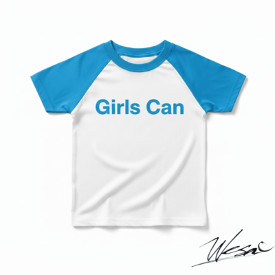 Girls Can – Kids Empowerment T-Shirt (Blue)