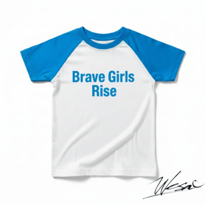 Brave Girls Rise – Kids Empowerment T-Shirt (Blue)